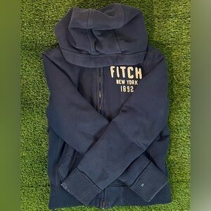 Blue VTG Y2K Abercrombie and Fitch Fox fur lined zip up hoodie jacket size small